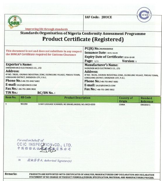 China Shenzhen MCD Electronics Co., Ltd. Certificações
