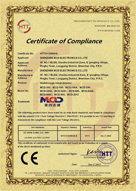 China Shenzhen MCD Electronics Co., Ltd. Certificações